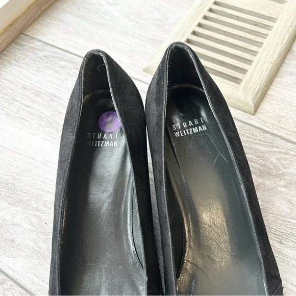 Stuart Weitzman Kitten  Heel Suede Leather Square Toe Pumps - Picture 9 of 15